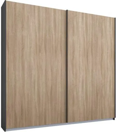 Malix 2 door 181cm Sliding Wardrobe, Graphite Grey Frame, Oak Doors