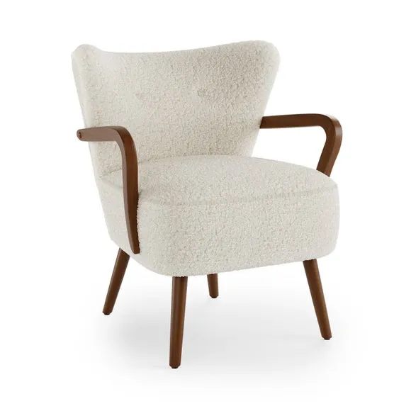 Eliza Ivory Borg Wooden Arm Cocktail Chair 5