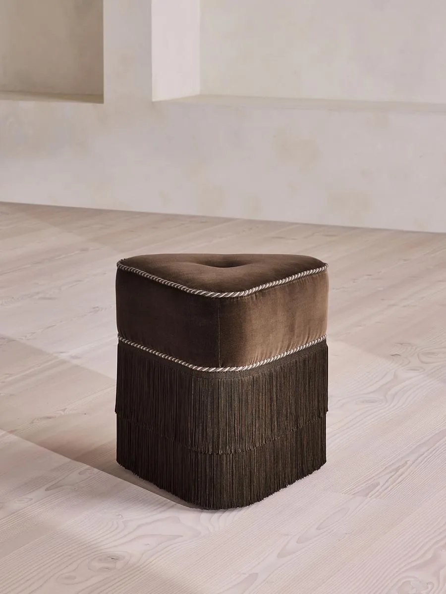 Marta Footstool, Velvet, Chocolate