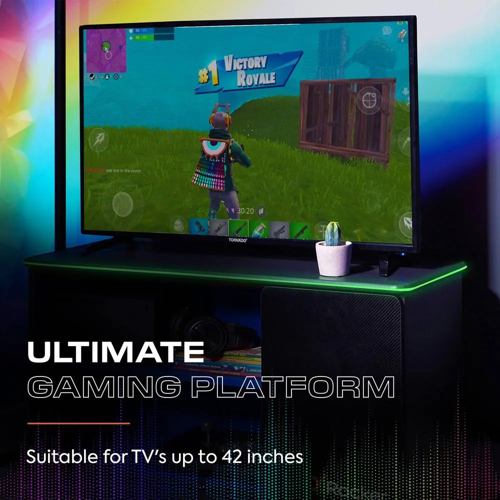 X Rocker Carbon-Tek TV Unit for up to 42" TV's with Drawer & LED Lighting in Dark Grey 5