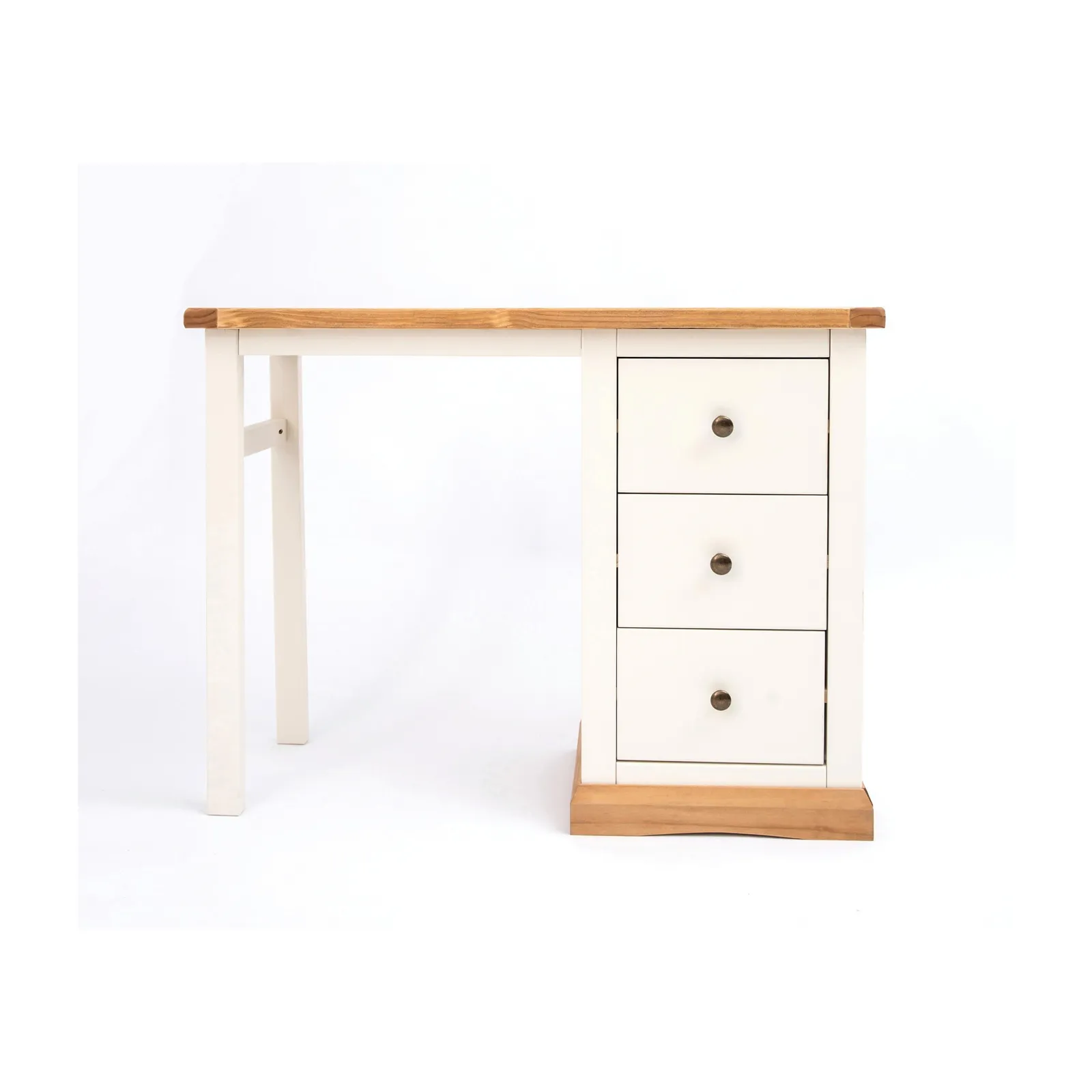 Cabinet Bits Trevi 3 Drawer Desk - Dressing Table Brass Knob in Off-White