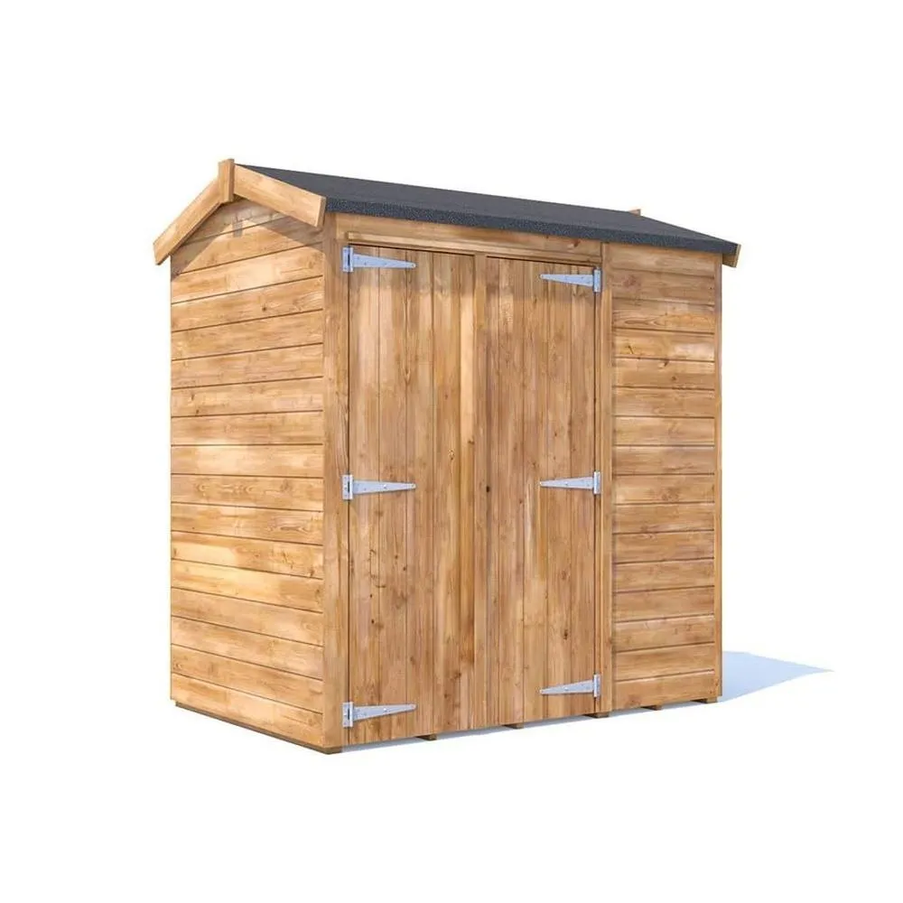 Dunster House Garden Shed 1.8 x 1.2m (6' x 4') 12mm Apex - Overlord Modular in Brown