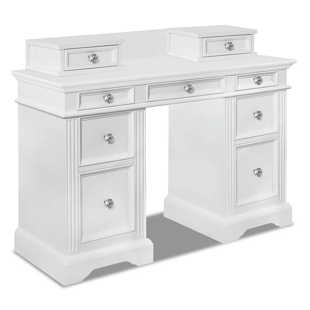 Statement Furniture Gainsborough Dressing Table with Extension Drawers & Crystal Handles in White 2
