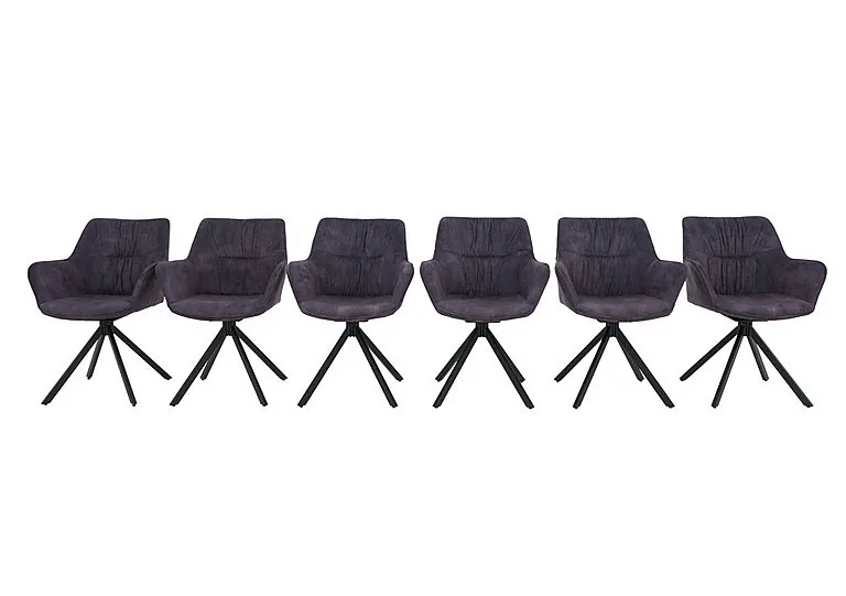 Marvel Black Set of 6 Swivel Dining Chairs - Charcoal