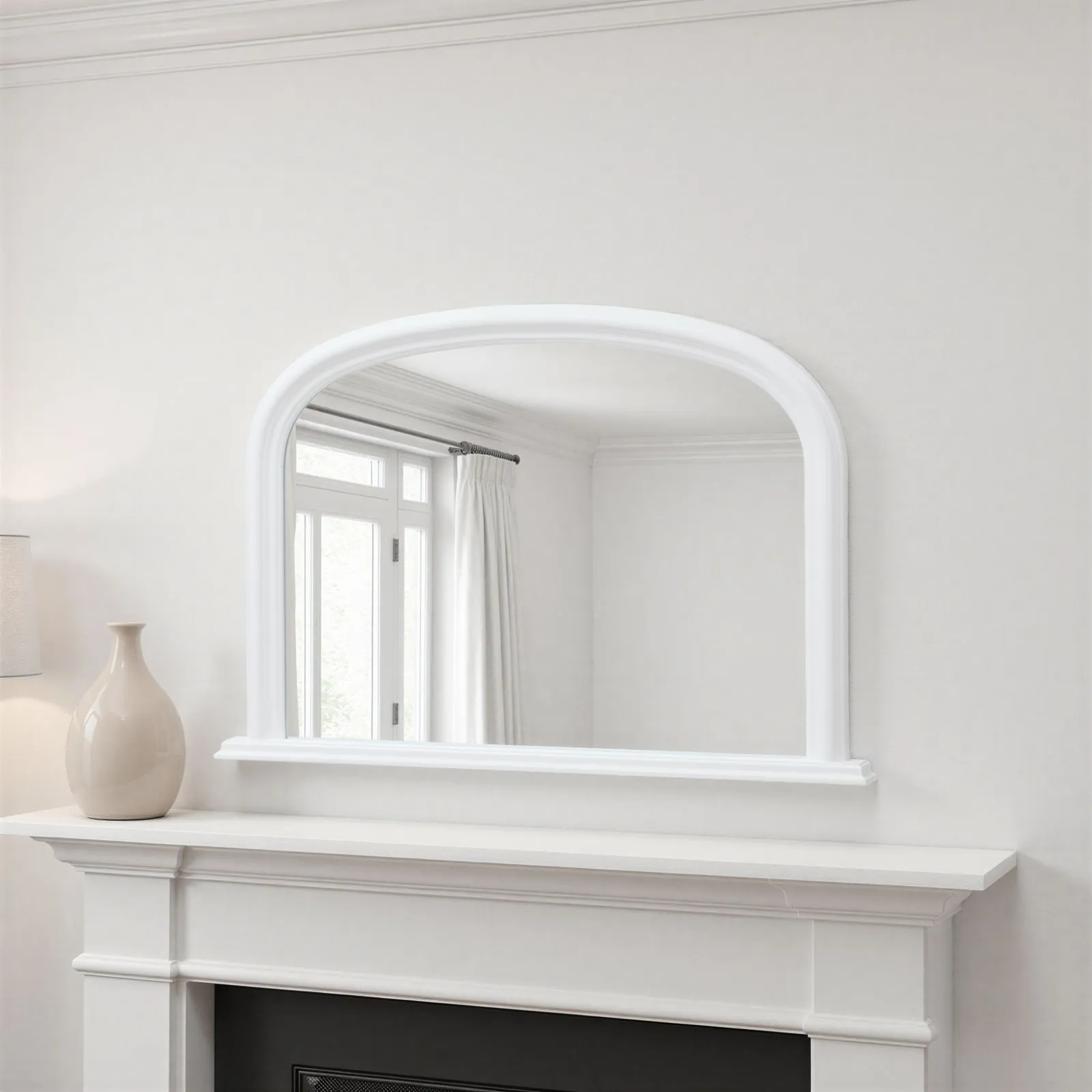 Yearn Mirrors Overmantle Arched Contemporary Mirror White 112(w)x77cm(h) 3