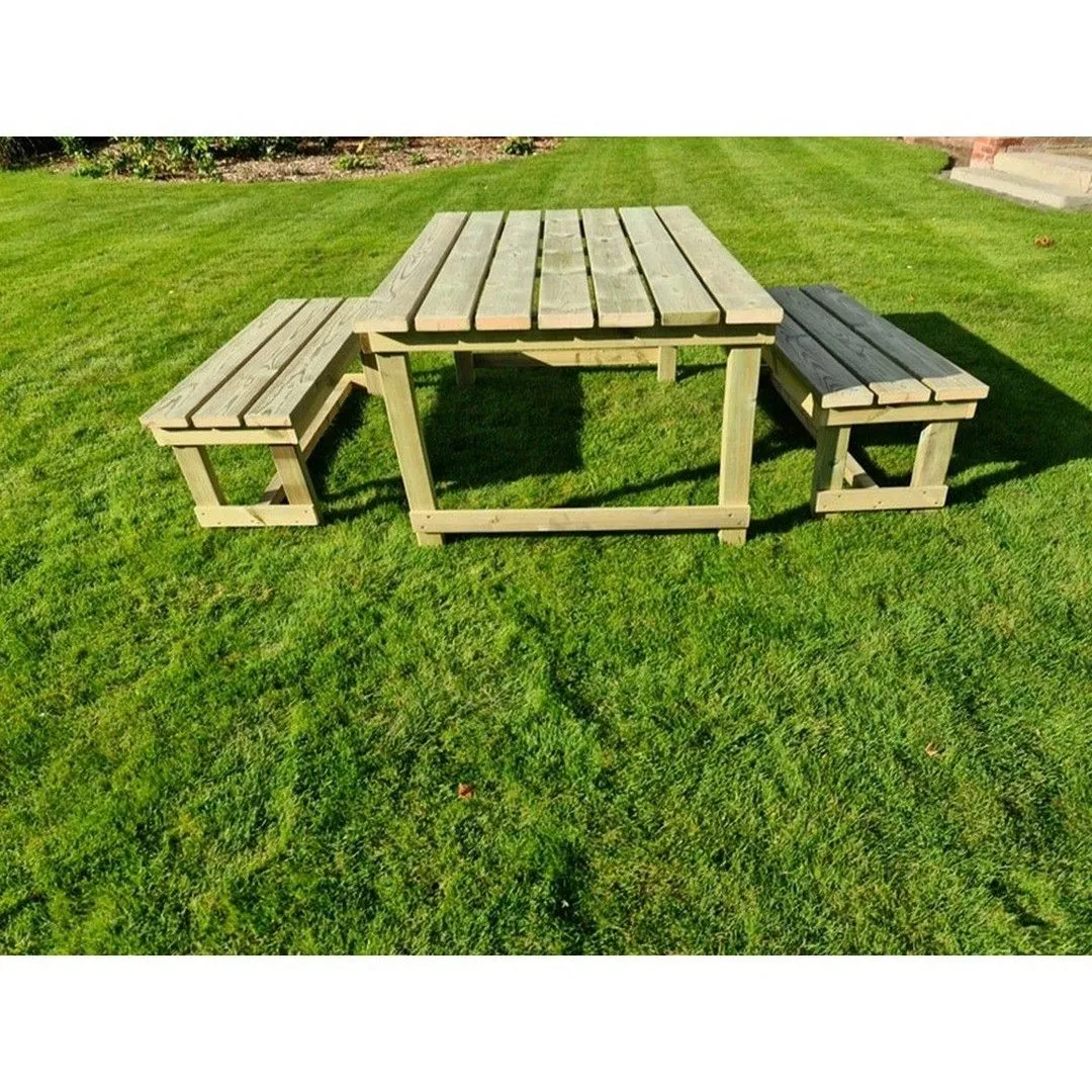 Churnet Valley Garden Furniture Ltd Butcher Dining Table Set w/ Benches - Min. Assembly Required in Brown