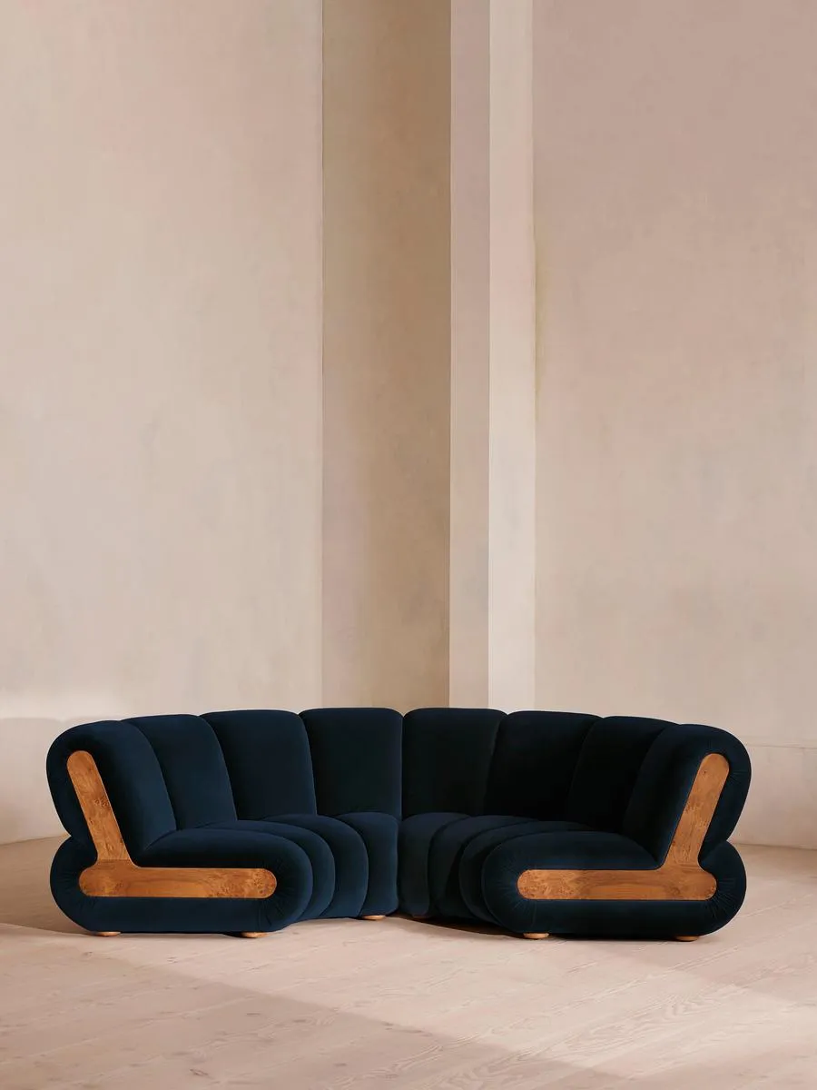 Noelle Modular Curved Sofa, Four Seater, Velvet, Royal Blue