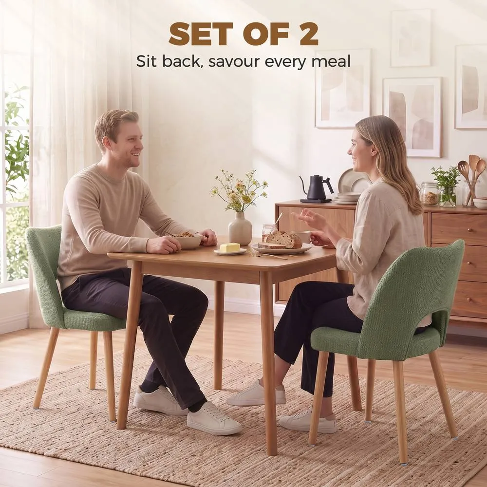 HOMCOM Dining Chairs Set of 2 Curved Open Back in Green 4