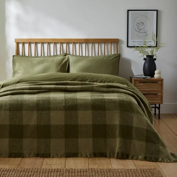 Cabin Check Faux Mohair Throw Blanket 235cm x 235cm 4