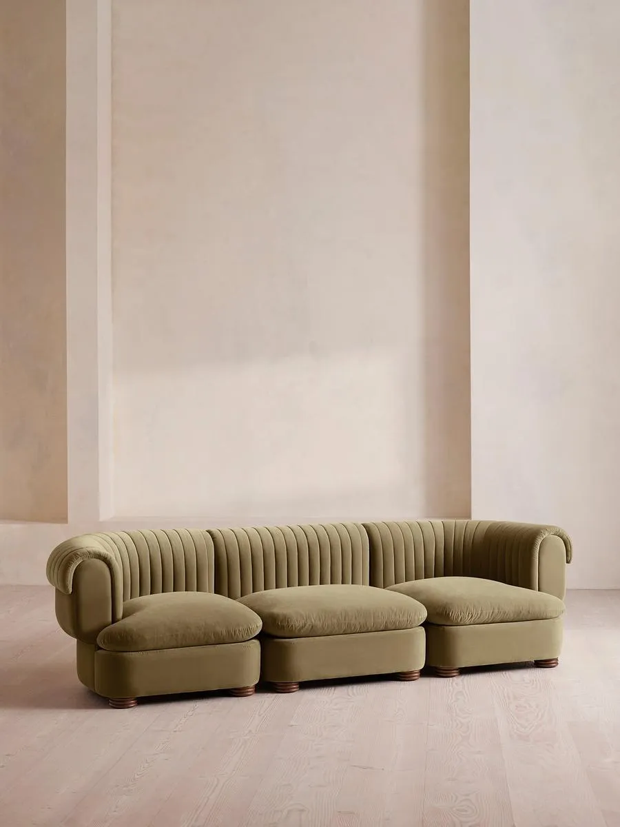 Rava Modular Sofa, Four Seater, Velvet, Lichen