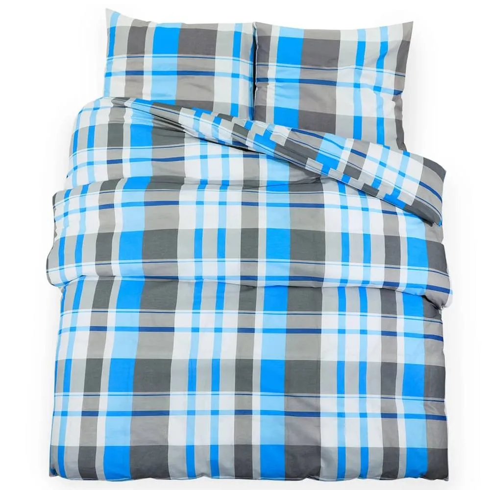 Berkfield Home Duvet Cover Set Blue & Grey 240x220 cm Cotton