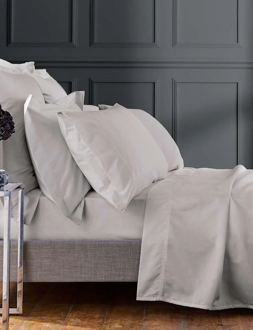 Bedeck of Belfast Egyptian Cotton 1000 Thread Count Fitted Sheet Silver