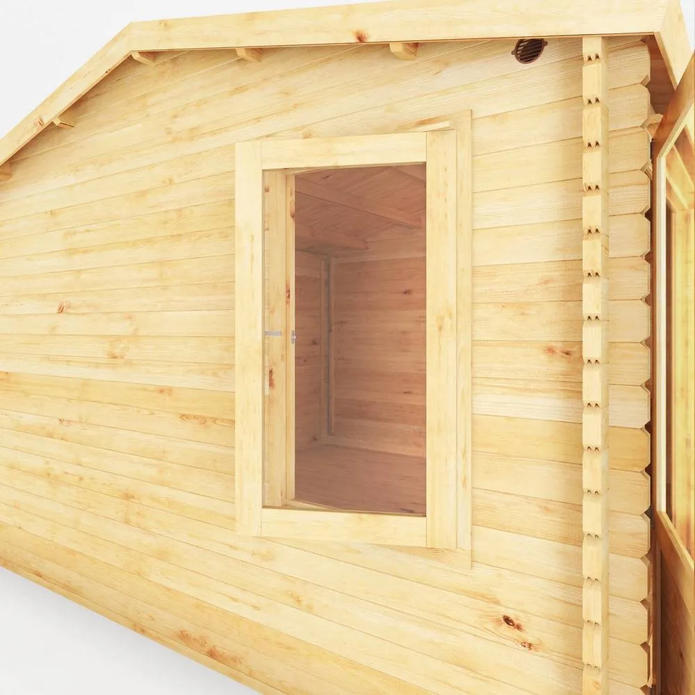 Mercia 5.1 x 4 m Home Office Elite 28 mm Log Cabin with Side Shed in Light Brown 6