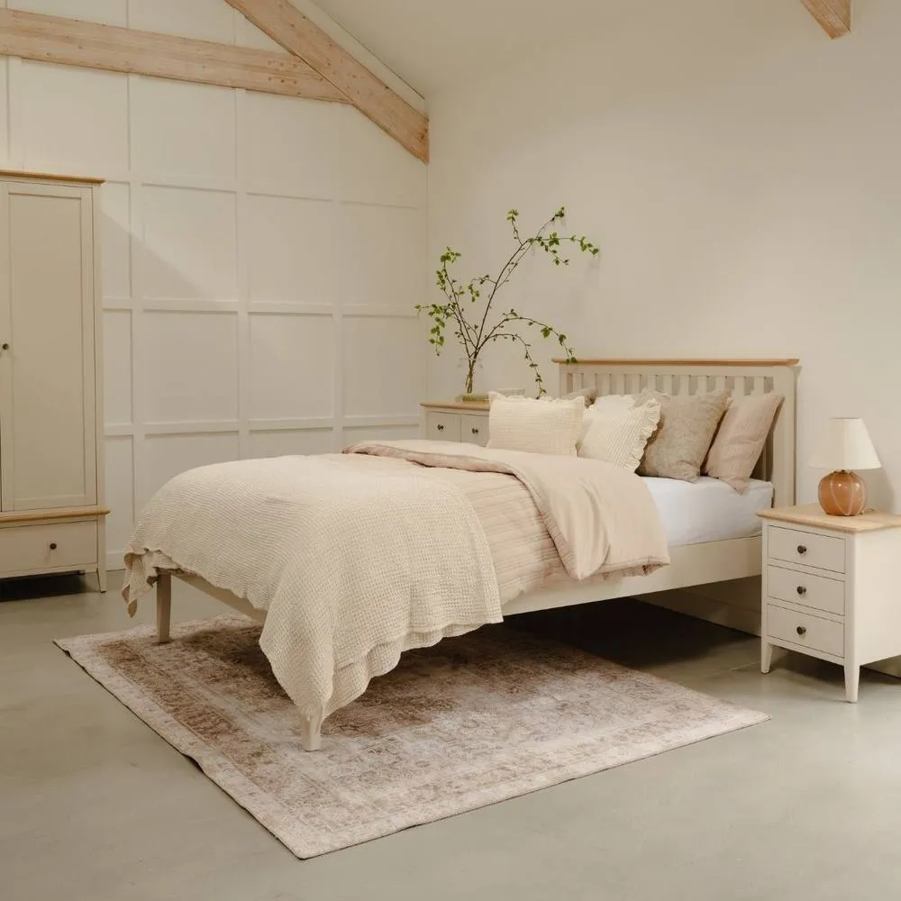 Statement Furniture Pembroke Double Bed Frame 4ft6 with Slatted Headboard in Cream