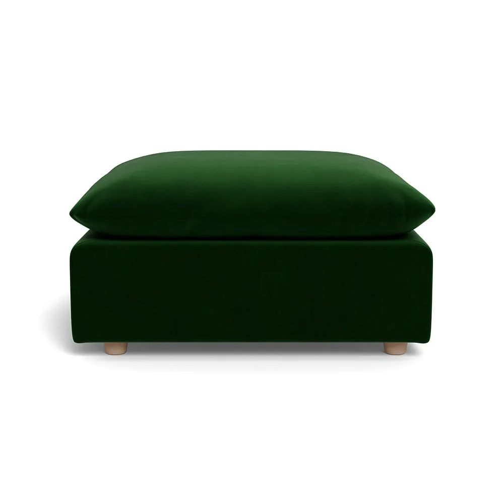 Heal's Astrid Ottoman Smart Velvet Forest Walnut Stained Beech Feet