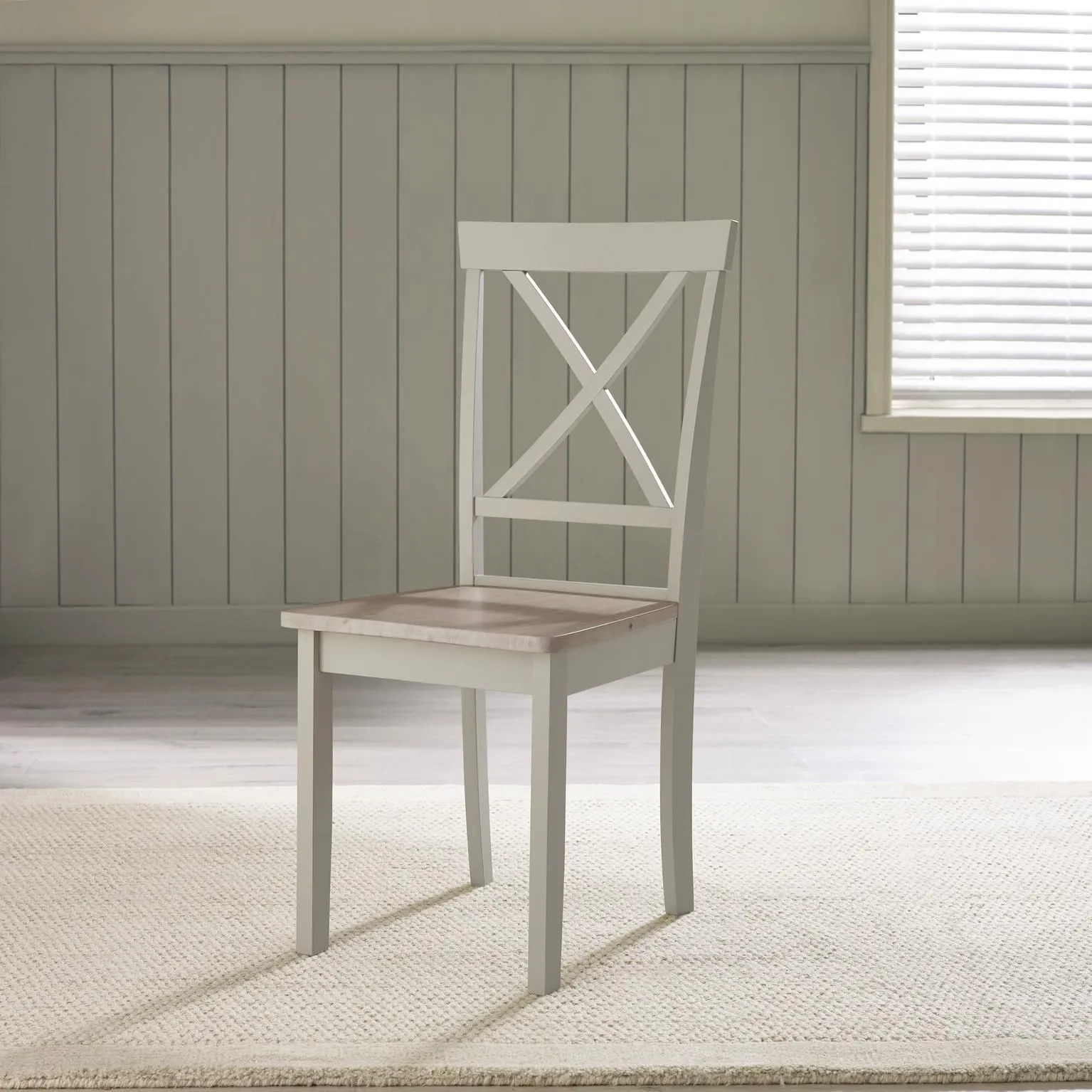 FurnitureboxUK Millford x2 Solid Wood Crossback Dining Chairs in Light Grey 3