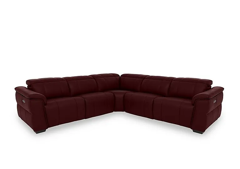 Inca NC Leather Large Power Recliner Corner Sofa with Power Headrests - Ruby