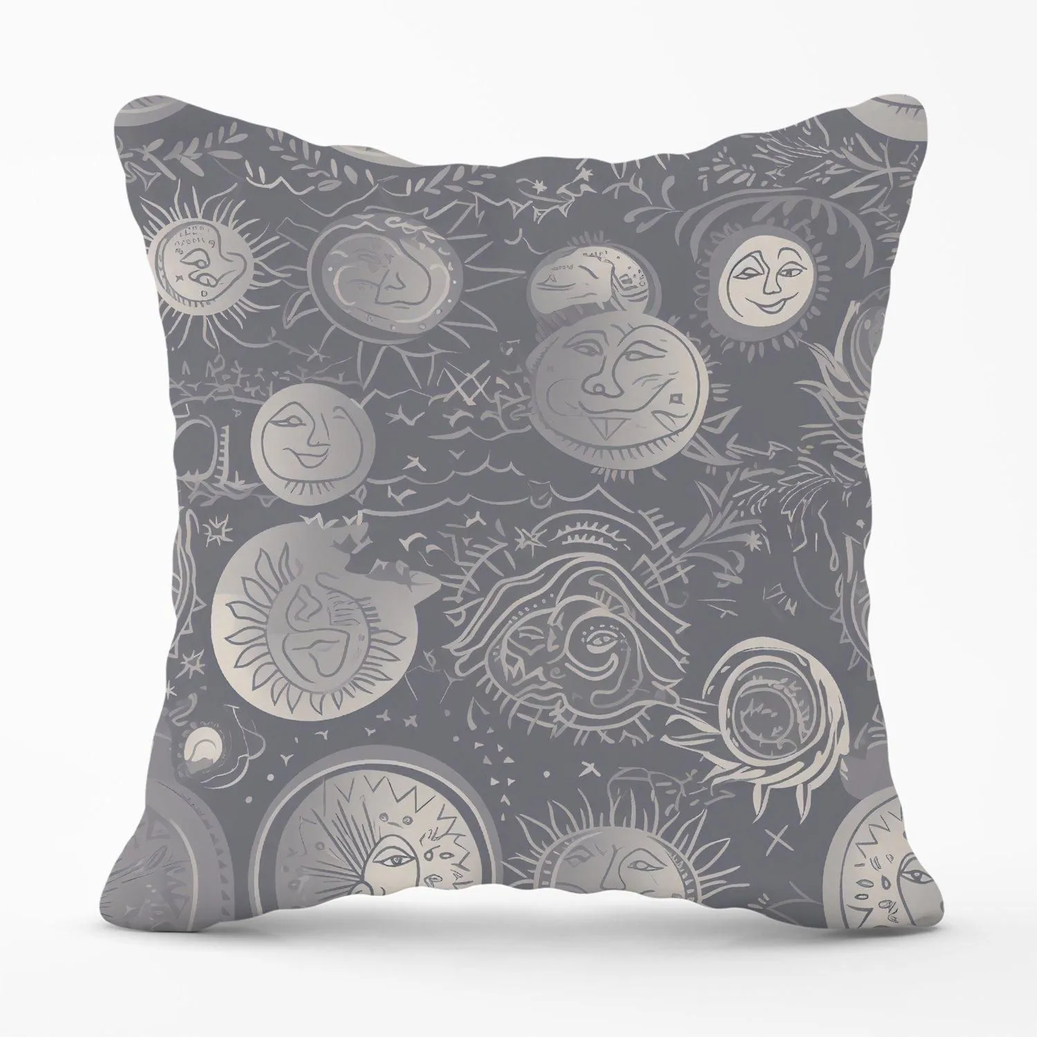 Warren Reed - Designer Sun & Moon in Grey Outdoor Cushion