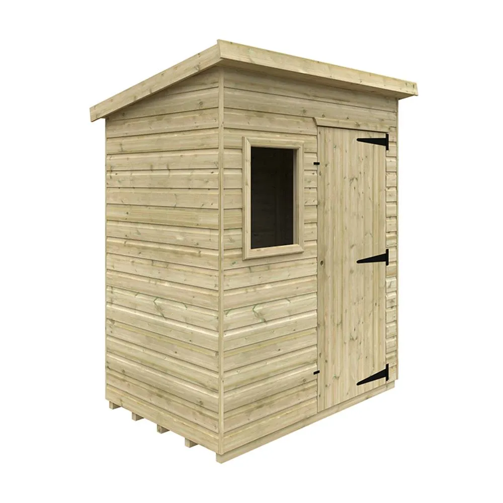 Buttercup Farm 6 x 4 Feet Tanalised Deluxe Pent 16mm Shed - Solid Wood/Softwood/Pine in Natural