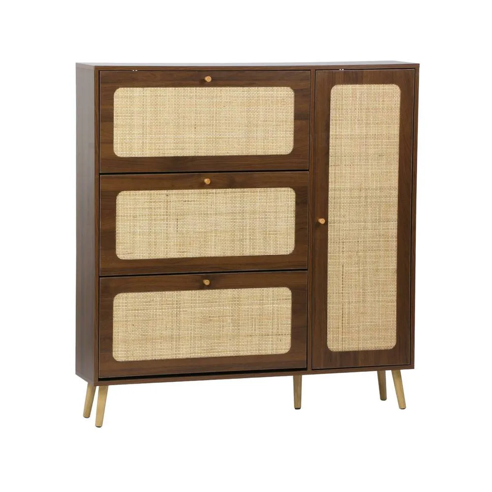 sweeek Canework shoe cabinet with 3 drawers in Dark Brown 2
