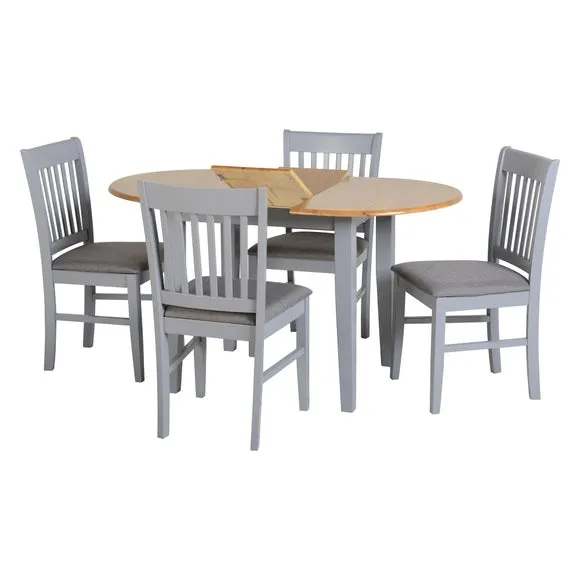 Oxford 4-6 Seater Oval Extendable Dining Table with 4 Chairs, Grey 3