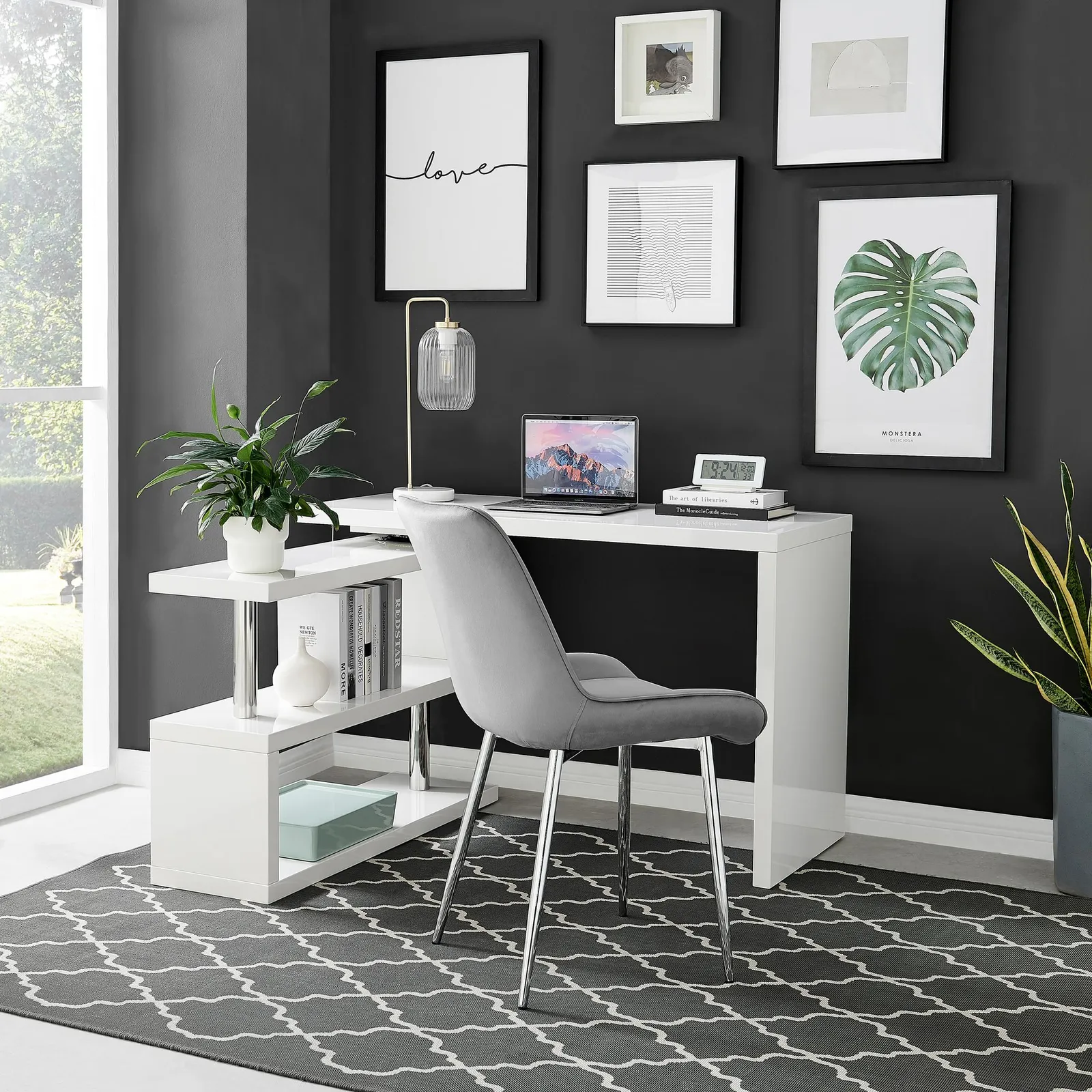 FurnitureboxUK Siena White High Gloss Modern Console Table With Rotating Storage Shelves