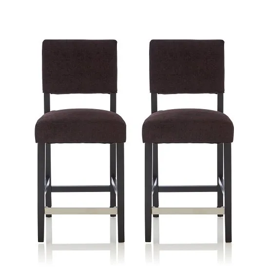 Vibio Bar Stools In Aubergine Fabric And Black Legs In A Pair