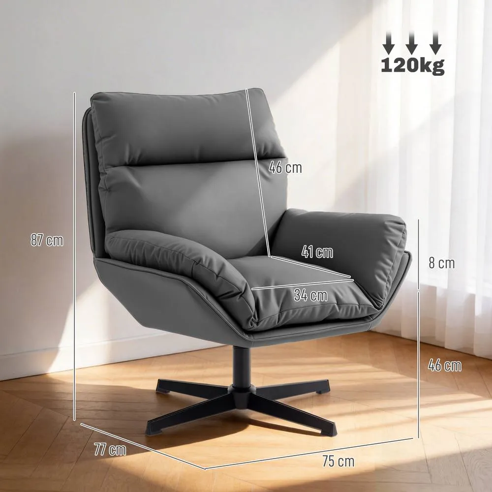 HOMCOM Accent Chair with 360° Swivel in Dark Grey 3