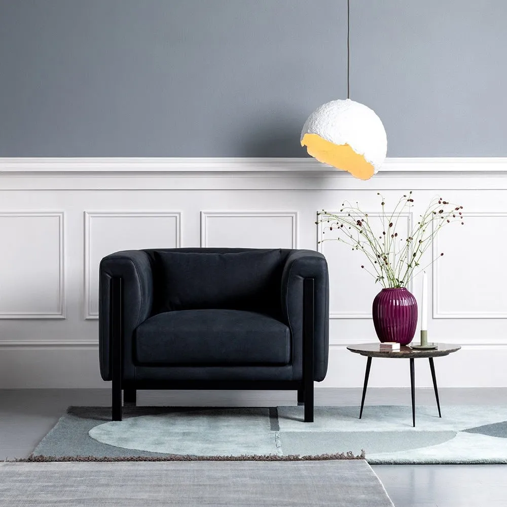 Heal's Massimo Armchair Luxury Leather Anthracite Black Ash Feet 3