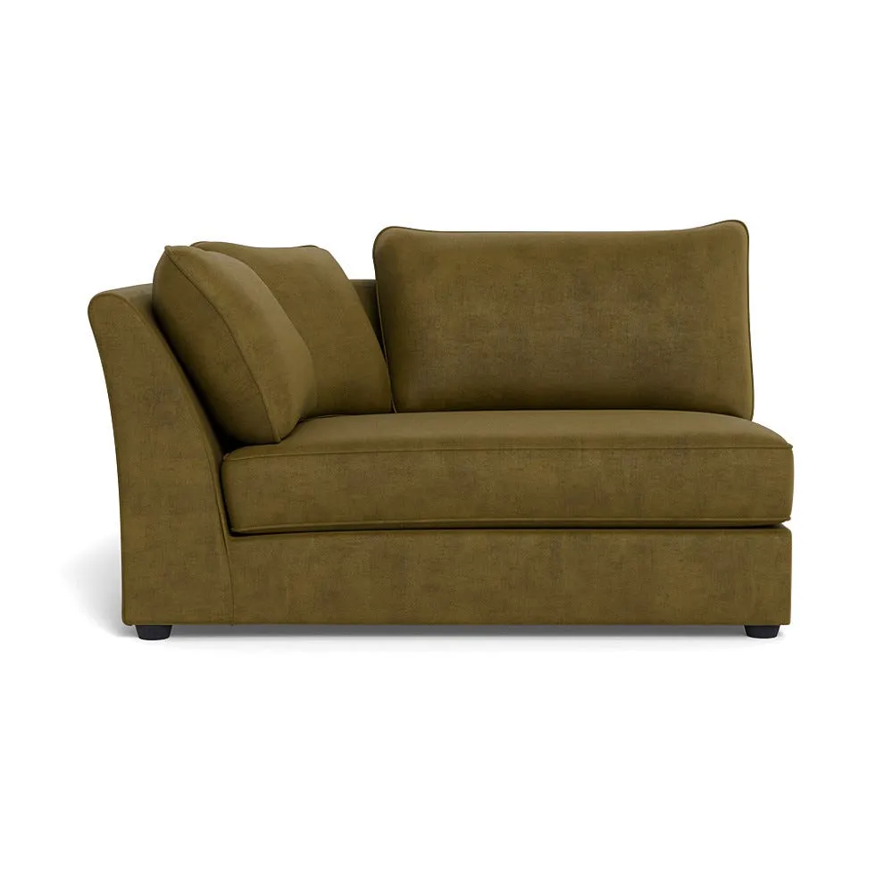 Heal's Tailor Large Curved Left Hand Facing Corner Unit Smart Luxe Velvet Peridot Black Beech Feet