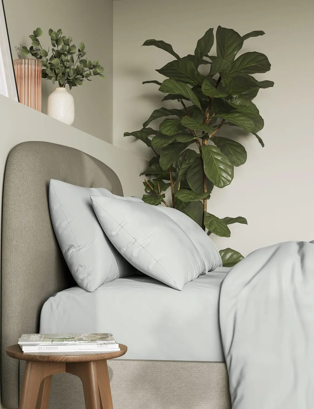 M&S 2 Pack Pure Cotton 180 Thread Count Pillowcases Silver Grey