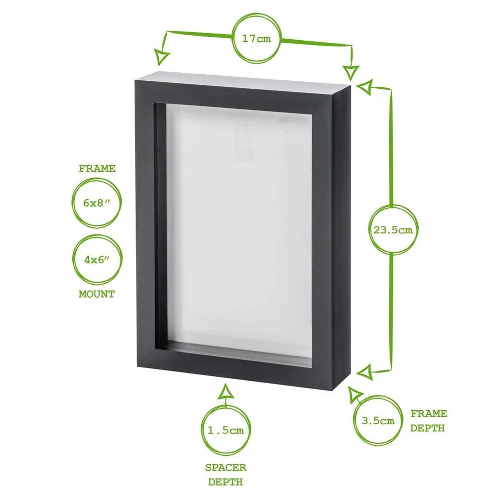 Nicola Spring 3D Box Photo Frames with 4" x 6" Mounts - A5 (6" x 8") - White Mount - Pack of 5 in Light Brown 4
