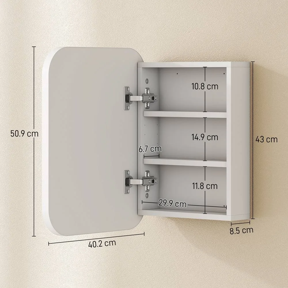 HOMCOM Wall Mounted Bathroom Cabinet with Mirror Adjustable Shelves in White 3