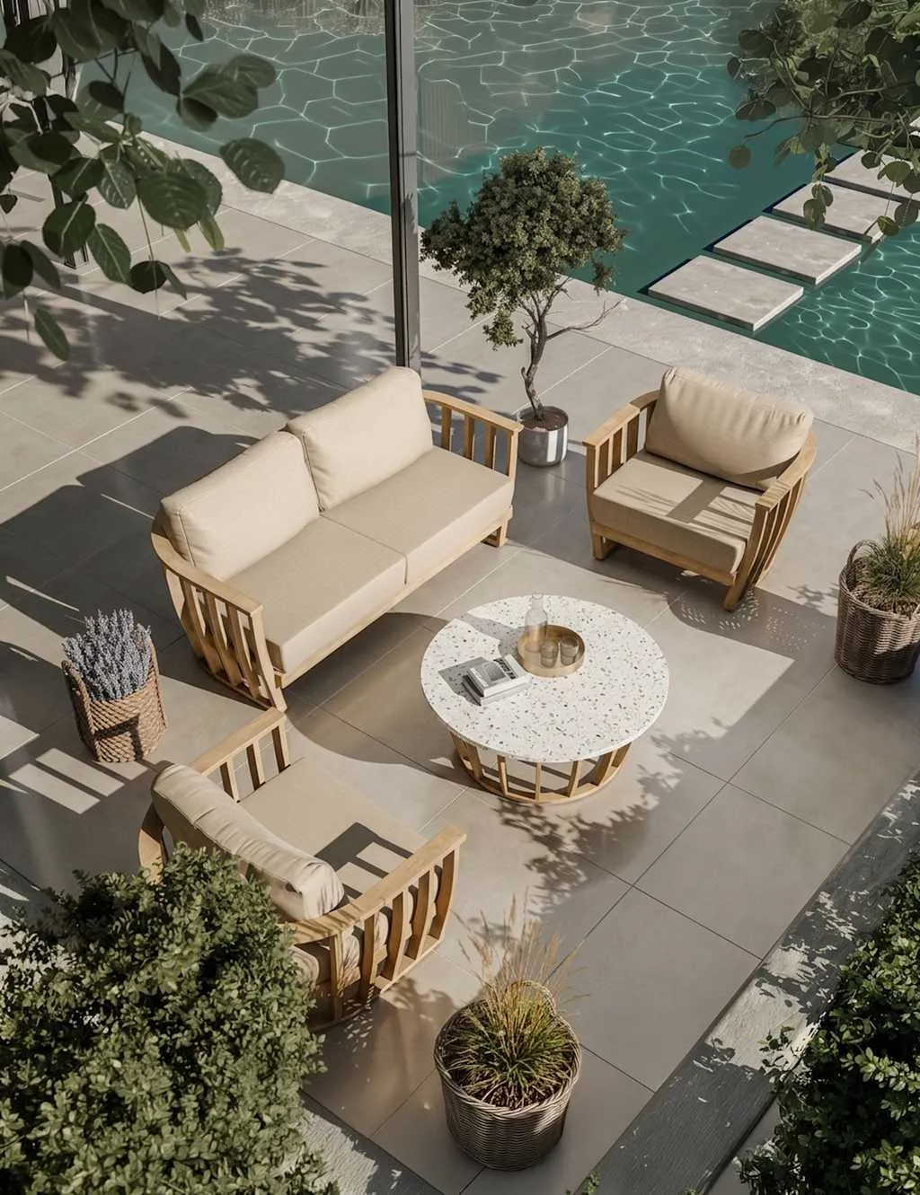 Royalcraft Lucca Wood 5 Seater Lounge Set Natural