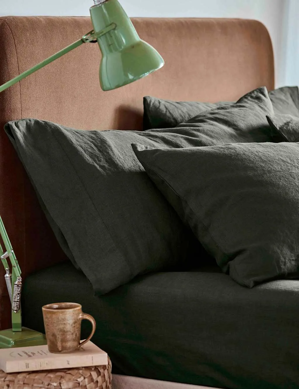 Piglet In Bed Pure Linen Pillowcase Set Green