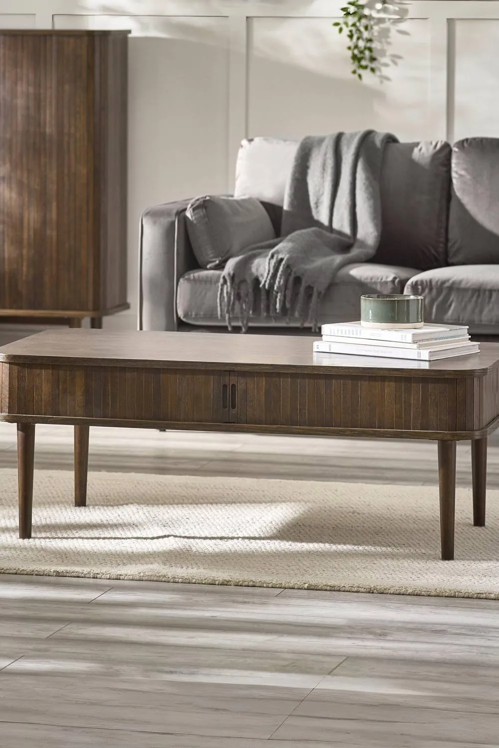 Julian Bowen Arya Rectangular Coffee Table with Sliding Door Storage in Dark Brown