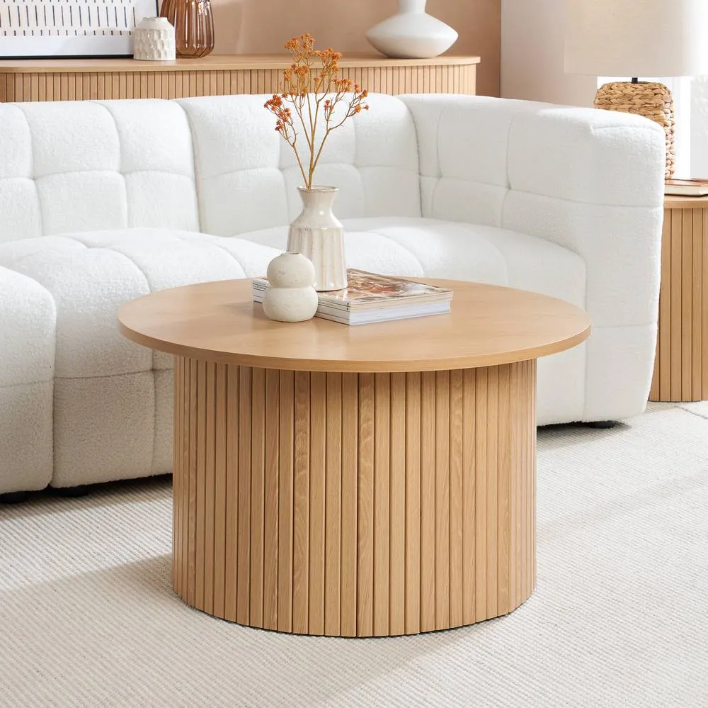 Birlea Round Fluted Coffee Table Axel in Brown