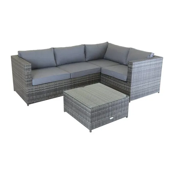 Rattan Grey Corner Sofa and Coffee Table 2