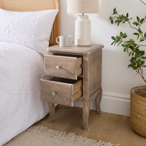 Giselle 2 Drawer Bedside Table, Mango Wood 2