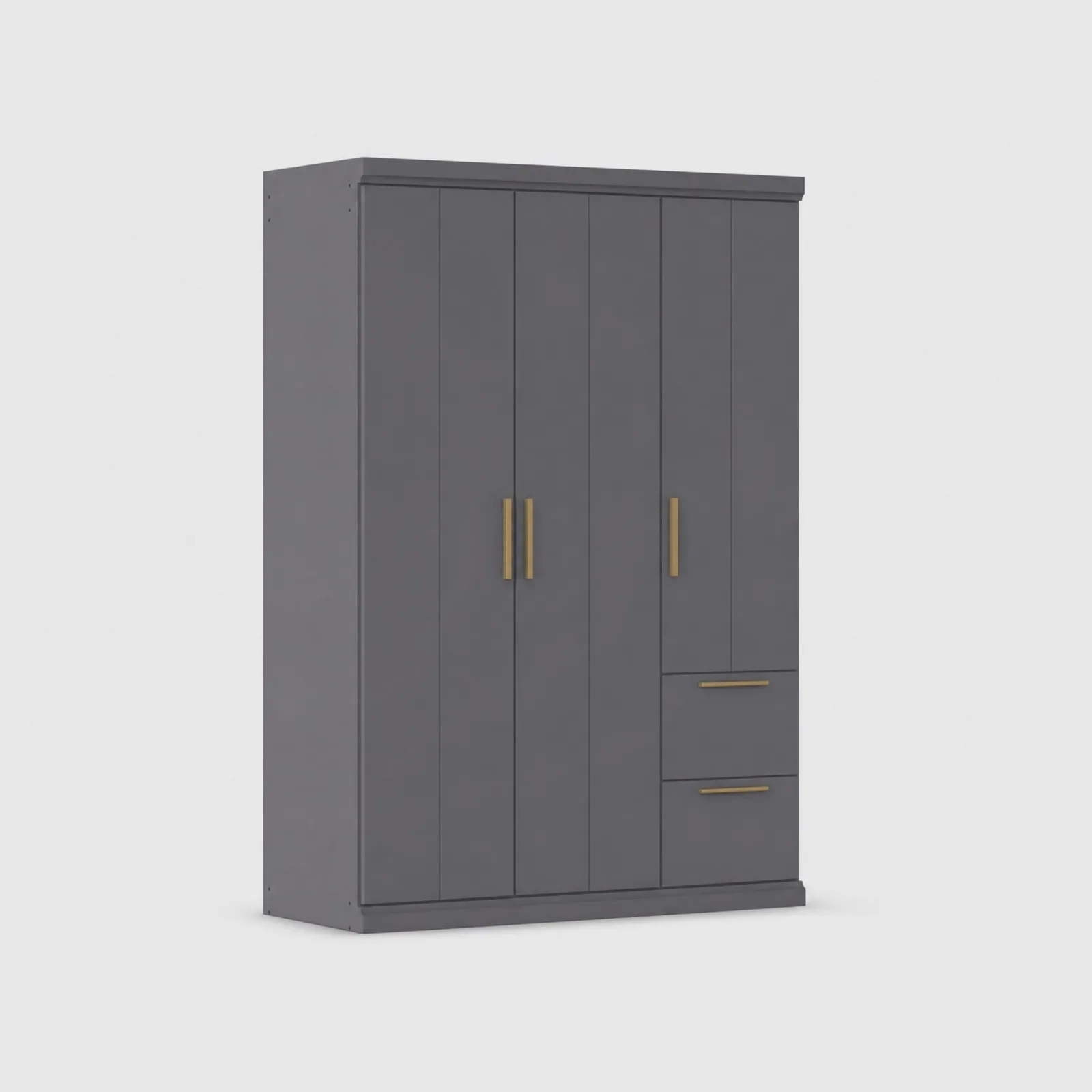 Malham 3 Door Hinged Wardrobe 136X203Cm With Cornice, Grey Wood | Barker & Stonehouse