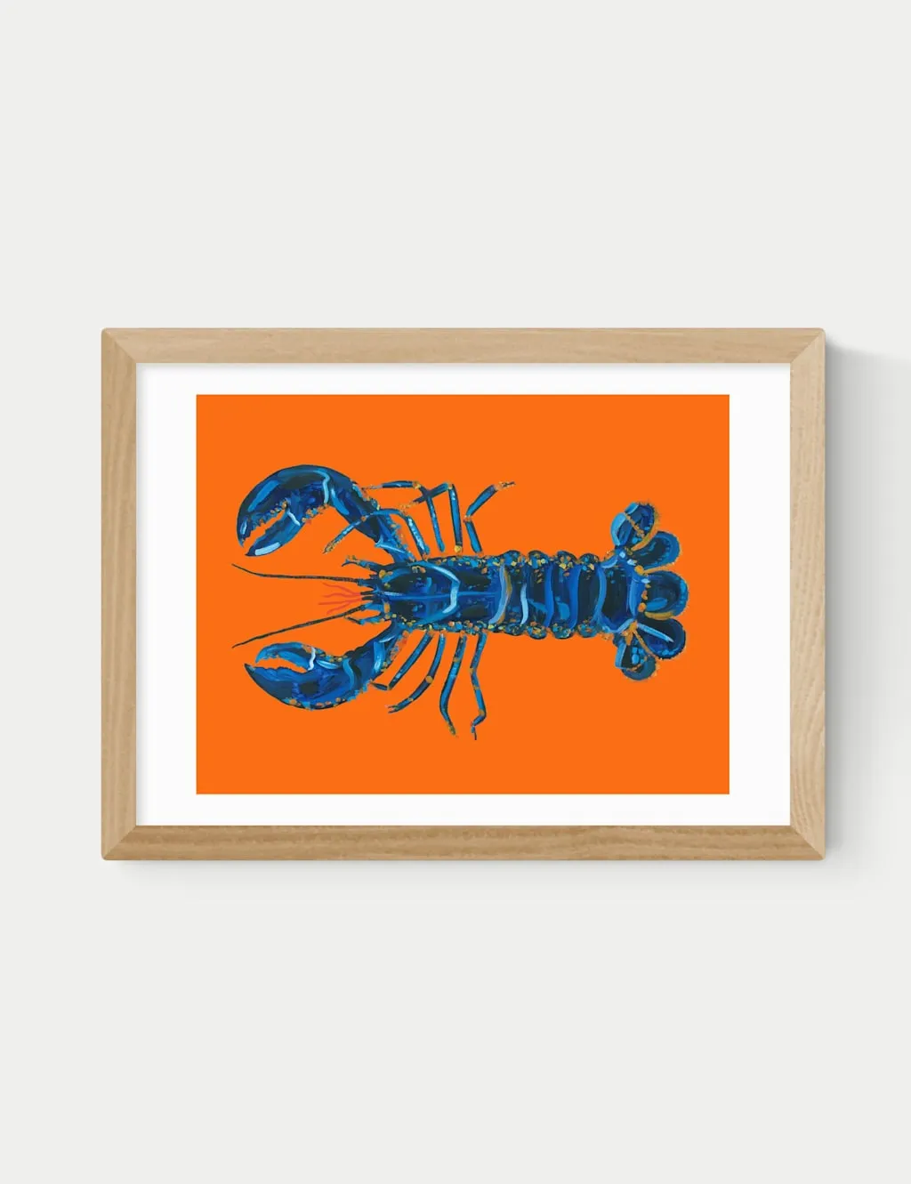 East End Prints Lobster on Orange Framed Art Print Natural