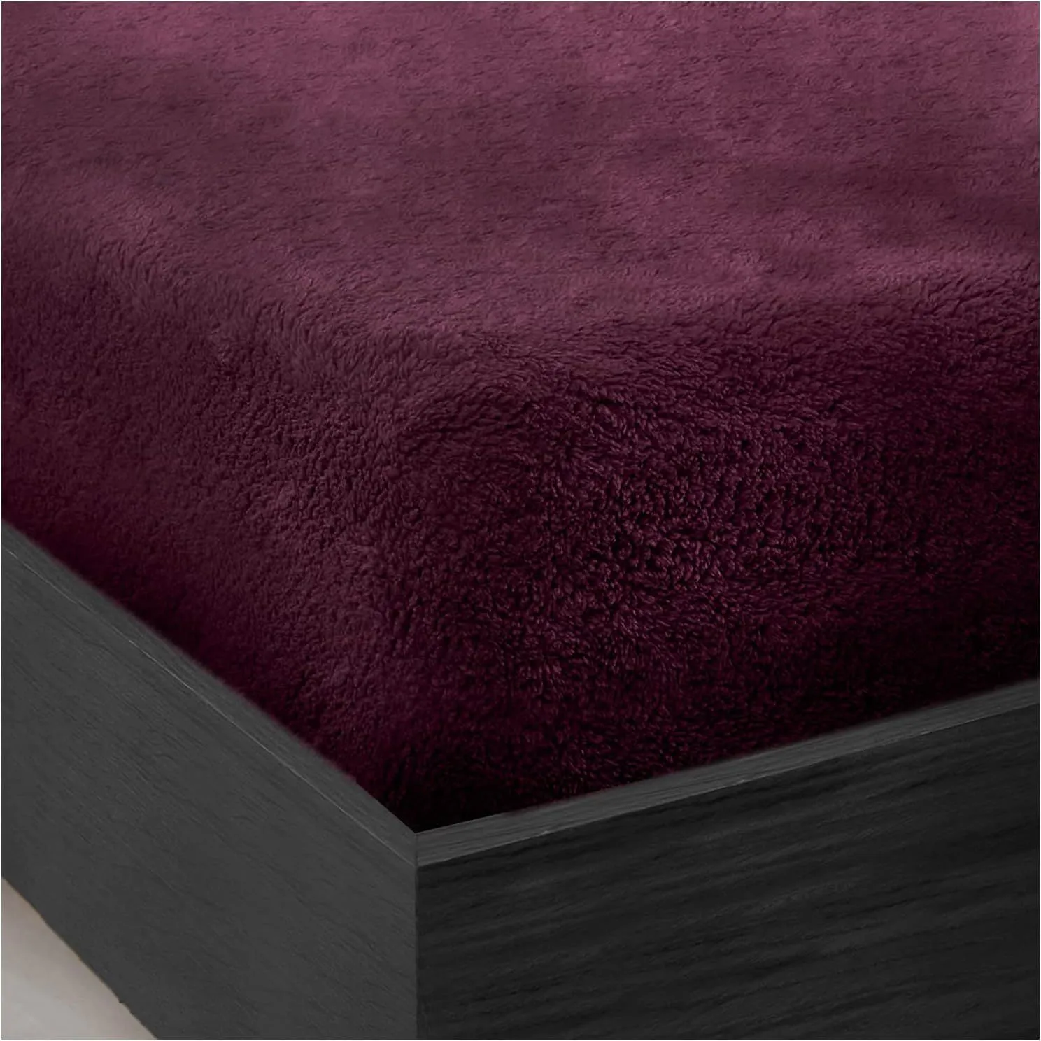 Smart Living Luxury Teddy Bear Fleece Fitted Sheet in Aubergine 2