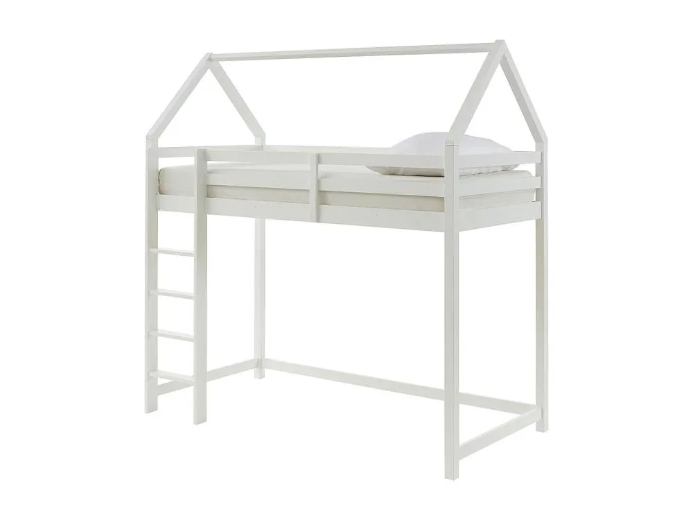 Vente-unique Cabin High Sleeper Bed 90 X 190 Cm - Solid Pine - White - TARZIA 6