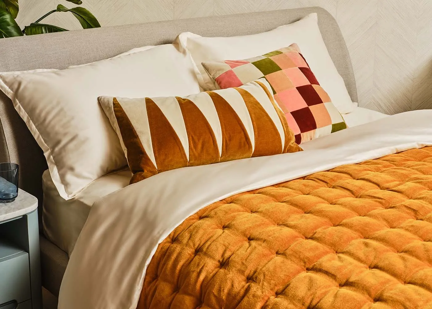 Heal's Velvet Quilt Ochre 140 x 200cm 2