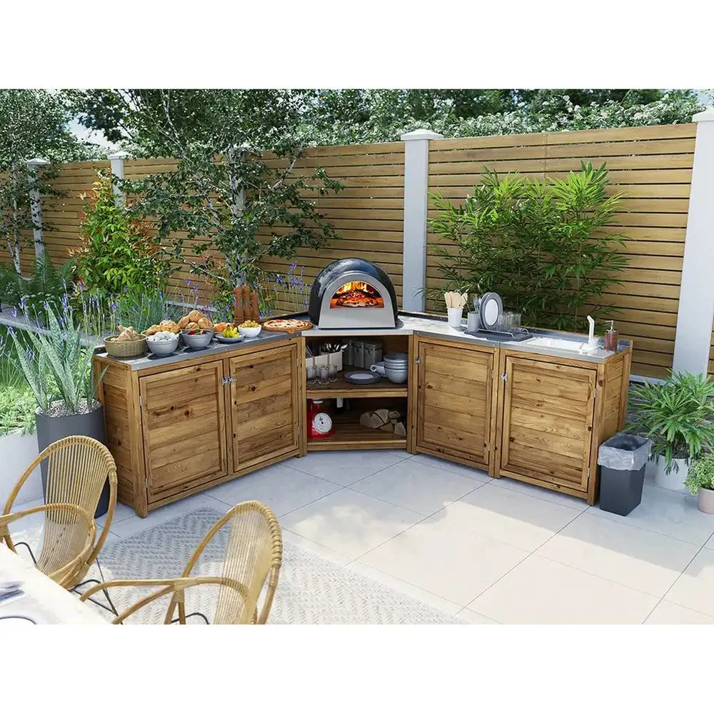 Dunster House Garden Kitchen with Right Side Sink W2m x D2m / W7' x D7' in Brown 2