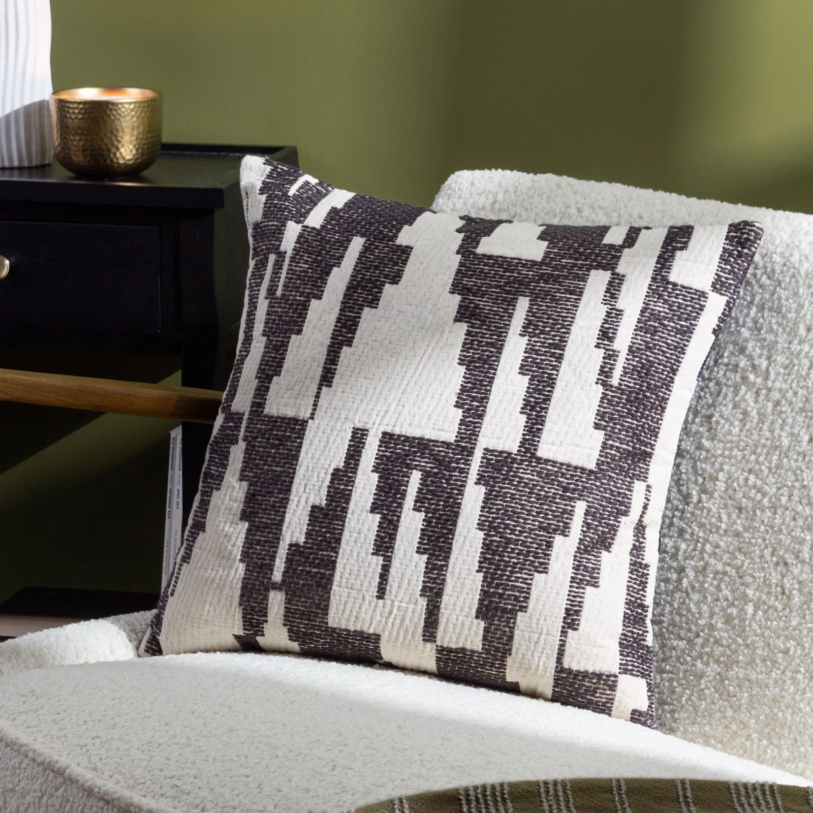 HOEM Ibizia Abstract 100% Cotton Cushion in Black
