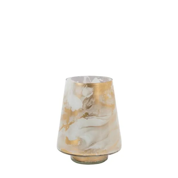 Gallery Direct MarbLED Hurricane Small Gold White Candle Holder, Gold 5