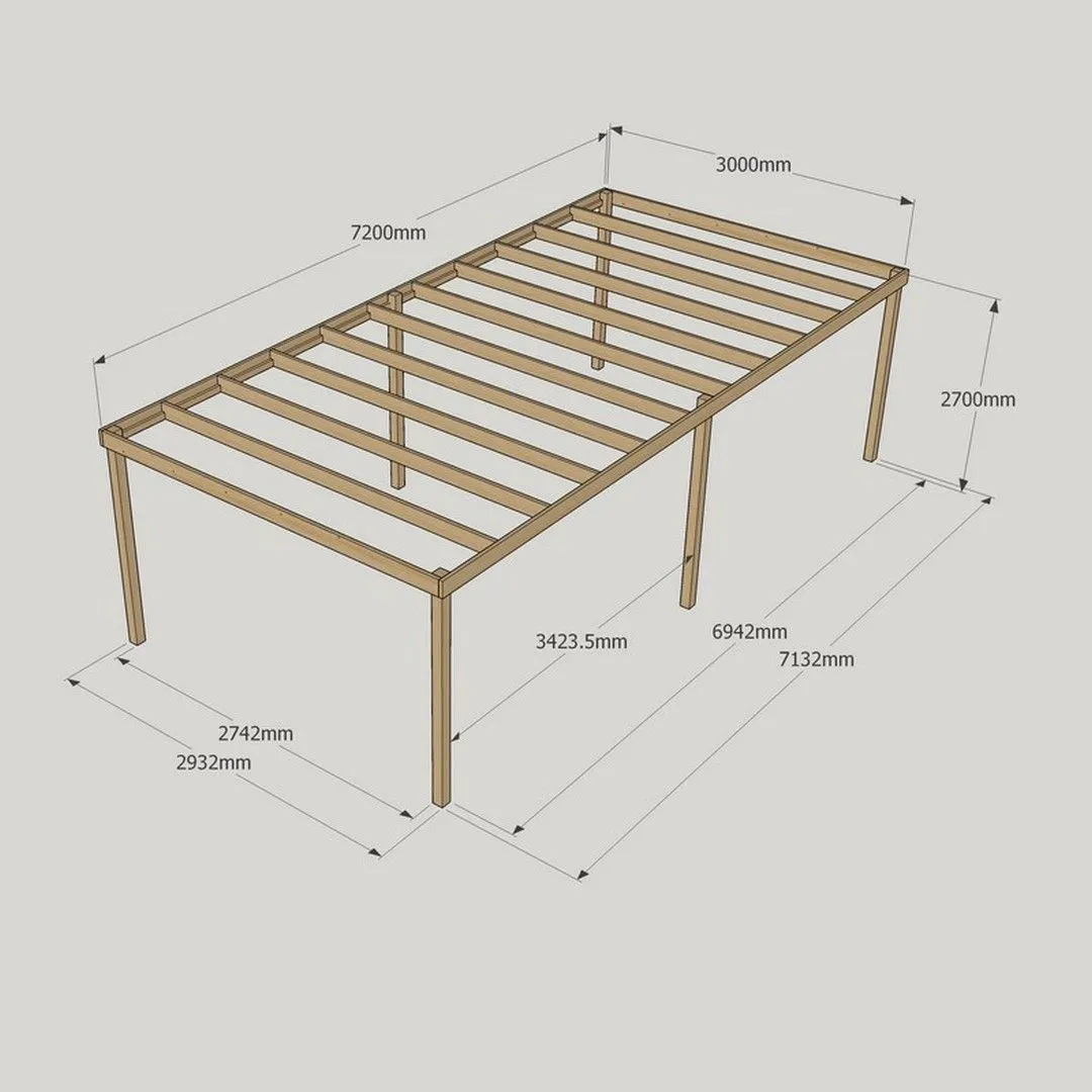 Rutland County Garden Furniture Ltd Garden Pergola 6 Posts - Wood - L300 x W720 x H270 cm - Rustic Brown 4