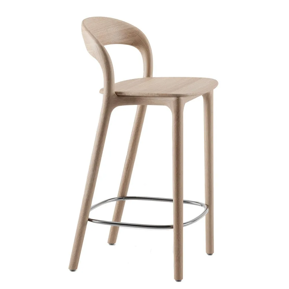 Artisan Neva Light Barstool in Oak White Oil with Inox Footrest 65cm 2