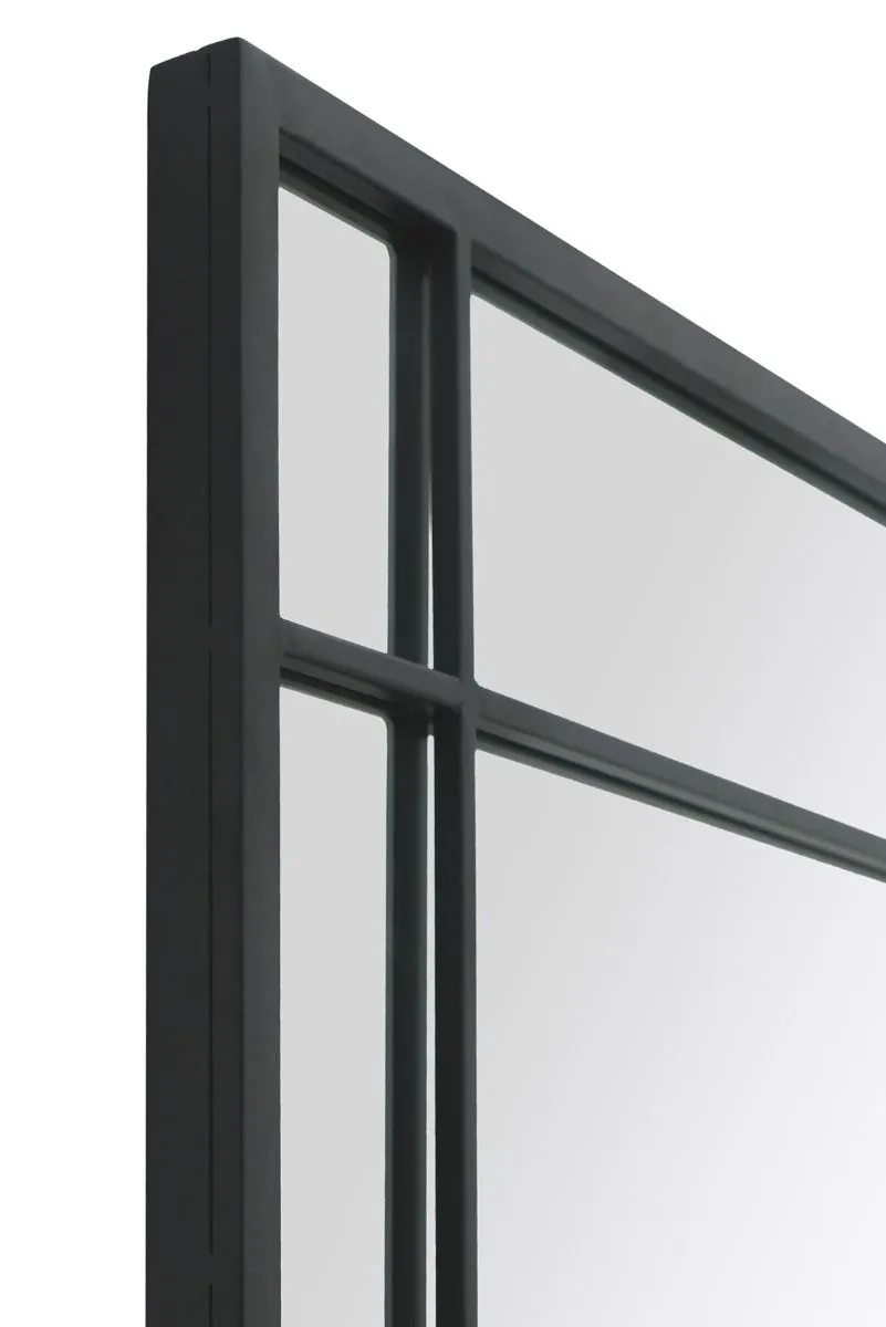 MirrorOutlet Black Metal Framed Window Wall or Leaner Garden Mirror (180CM X 90CM) 4